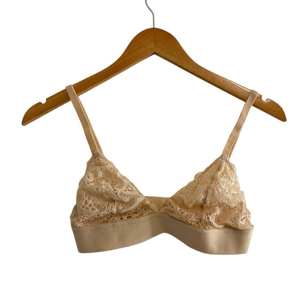 All You LIVELY Womens Longline Lace Bralette Large Beige Adjustable Straps